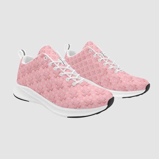 Women's Pink Crosses Embossed Texture Pattern Nursing Running Shoes