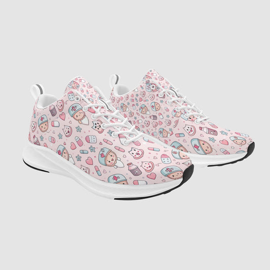 Women's Caregiver Nurse Pattern Breathable Suede Casual Sneakers