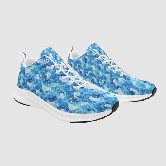 Women's Breathable Wave Print Athletic Sneakers