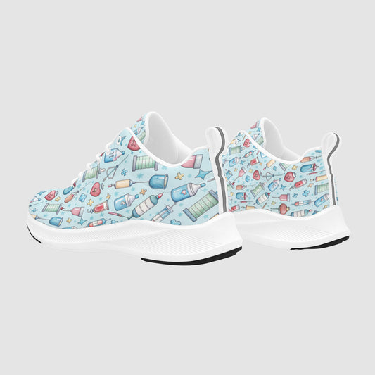 Women's Light Blue Medical Icons Nurses Lightweight Running Shoes